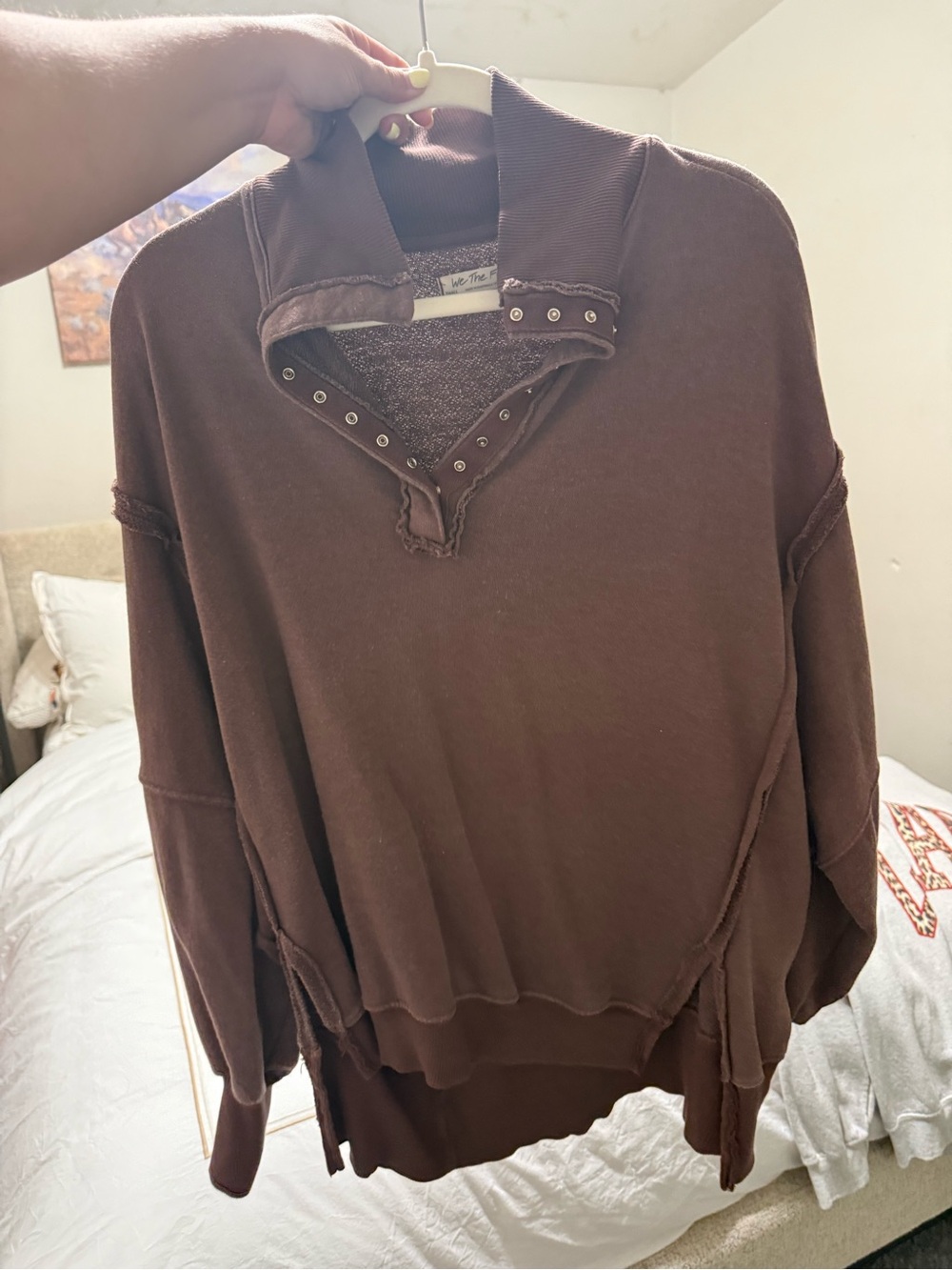 We The Free Brown Oversized Pullover Sweater